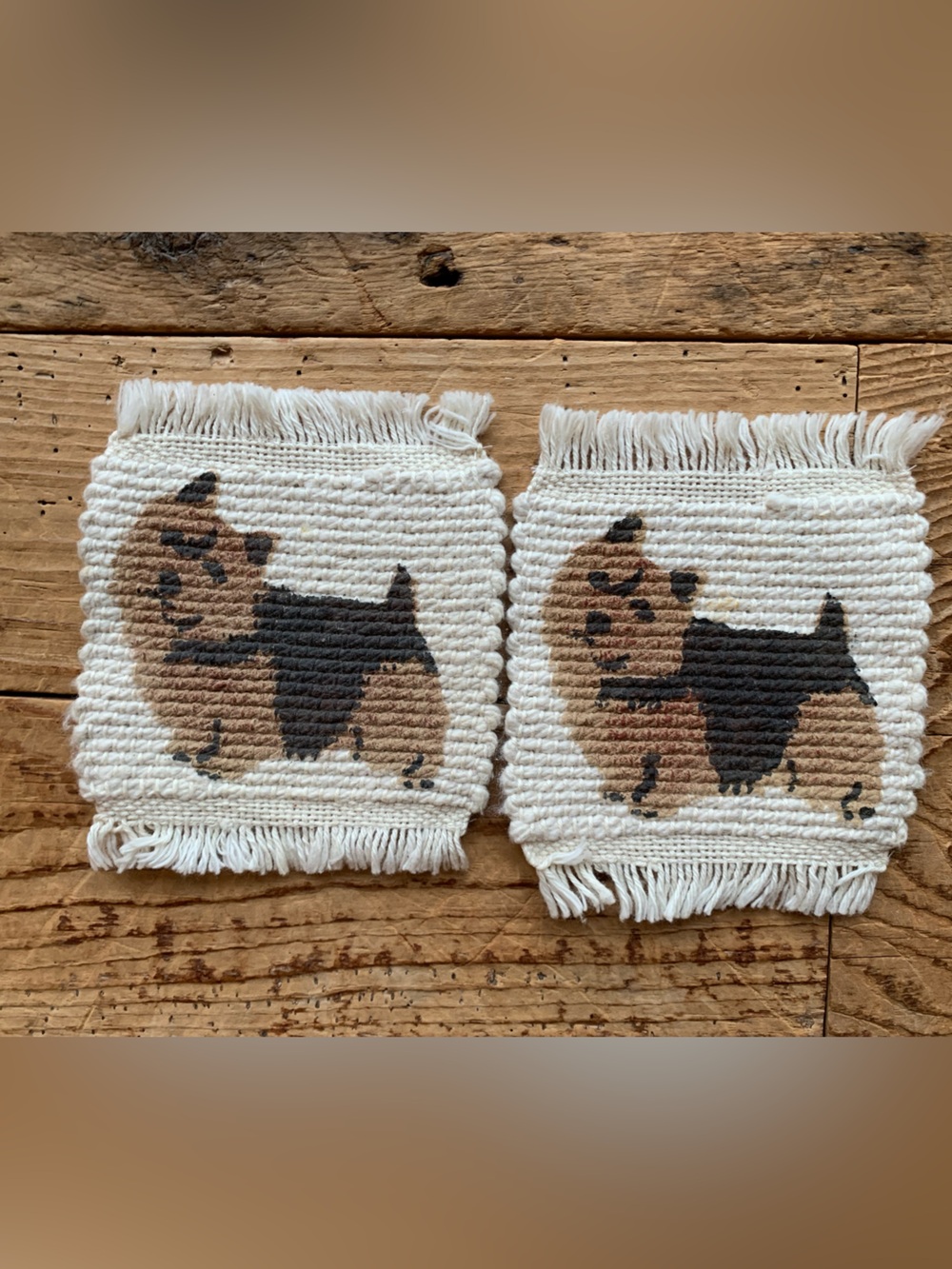 Woven Coasters Terrier Motif - Set of 2